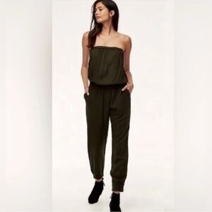 50 Aritzia Sunday Best Tabata jumpsuit strapless olive green xsmall